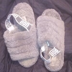 UGG Soft Gray Fleece Slides